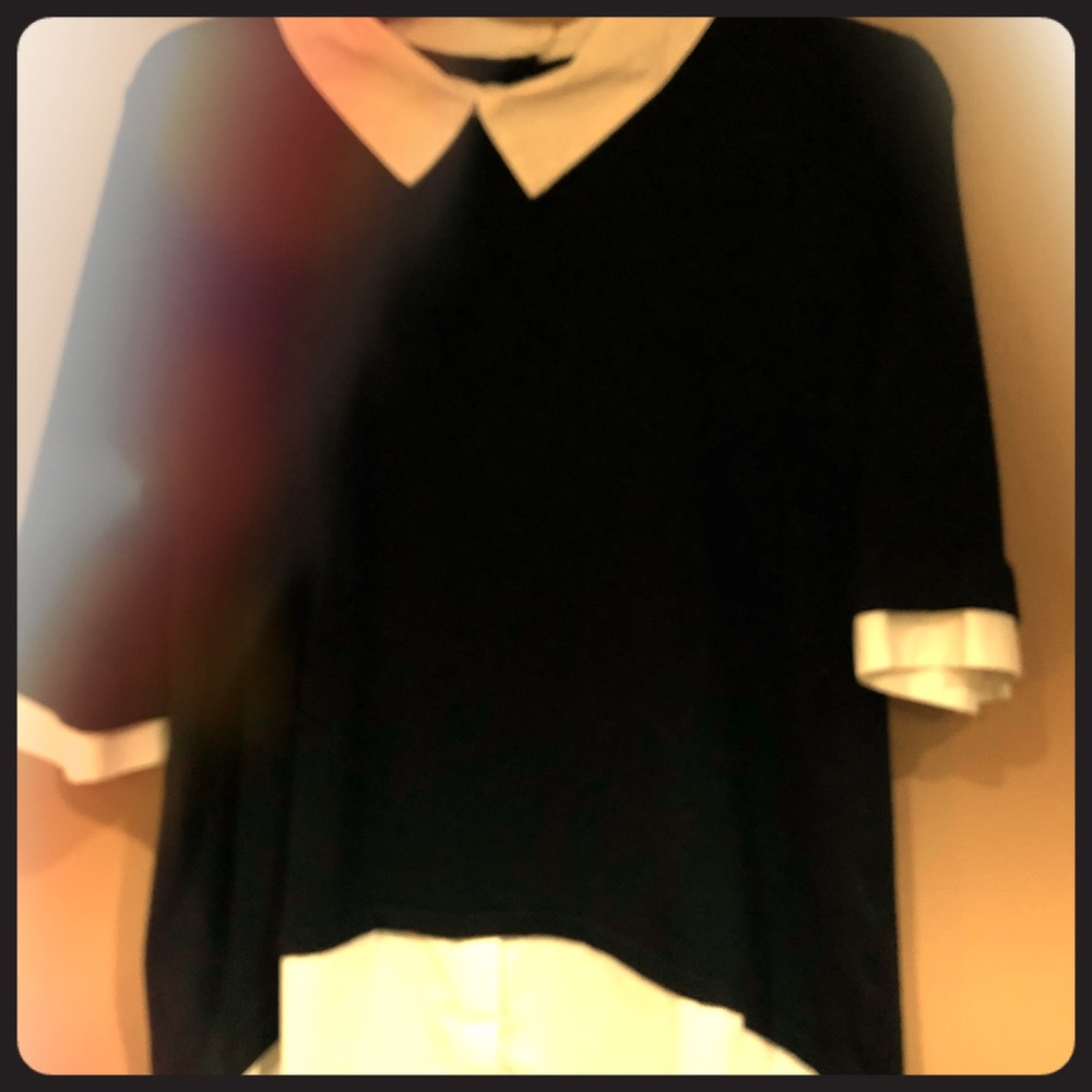 Black with white collar blouse